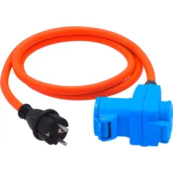 Berger Ultimate Adapterleitung Schutzkontaktstecker auf Winkelkupplung mit CEE-Kupplung und Schutzkontaktkupplung 1,5 m Orange
