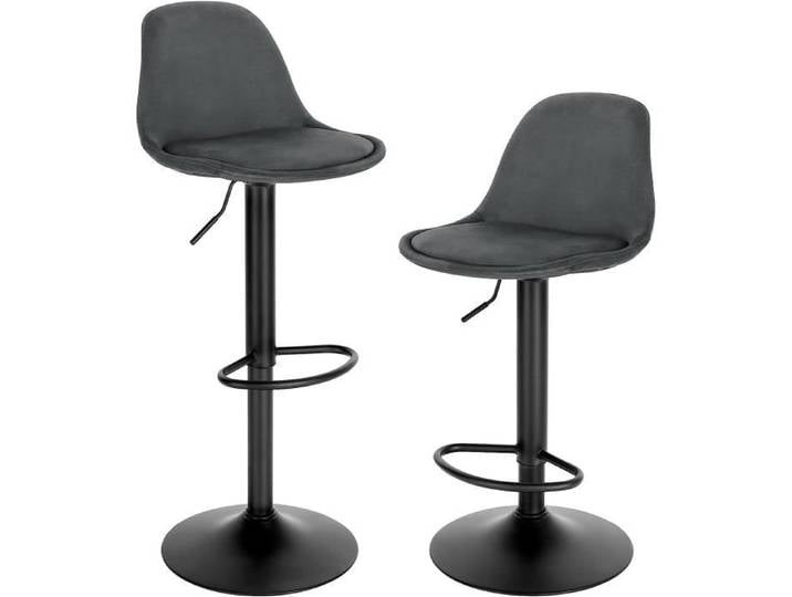 EUGAD Tabouret Bar Lot de 2 Chaise Pivotante Tabouret de Bistrot Hauteur Réglable Tabouret de Comptoir Gris foncé E0AG0041-2