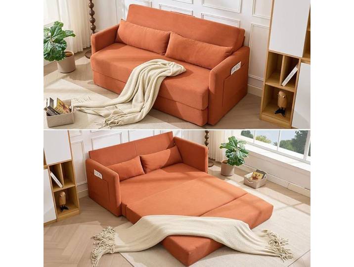 Canapé lit 2 places convertible matelas pliant poche latérale accoudoirs futon dépliable sans montage pour studio oran CANAPE