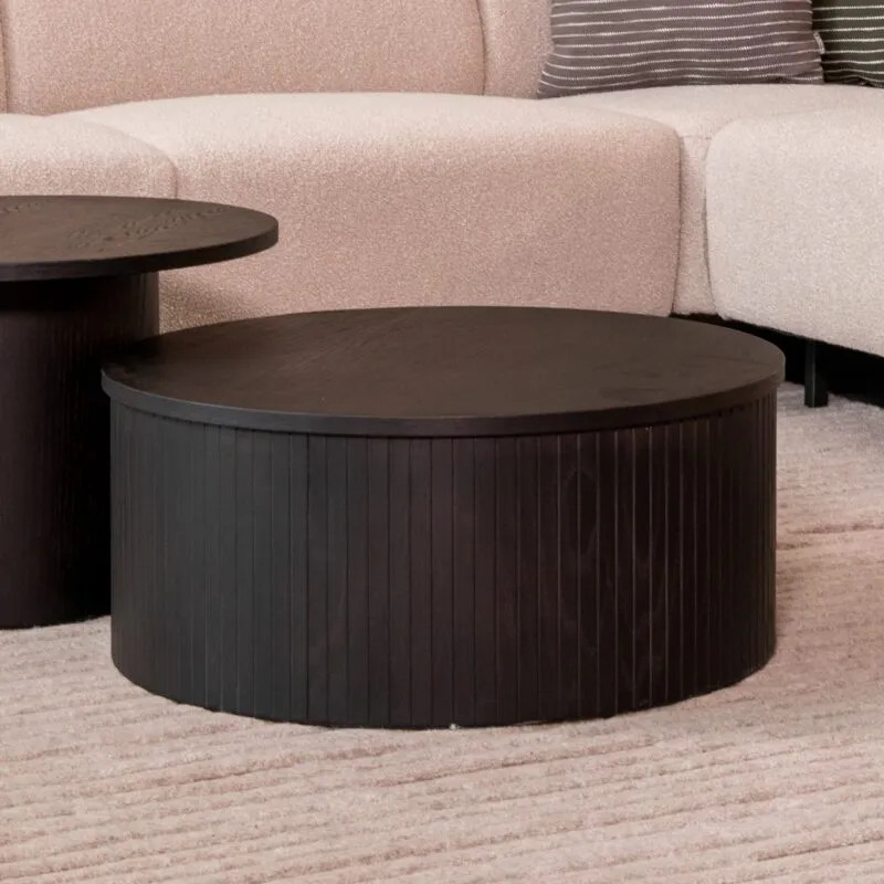 Label51 Salontafel Oliva - Zwart - Eiken - Rond - Diameter: 70 cm