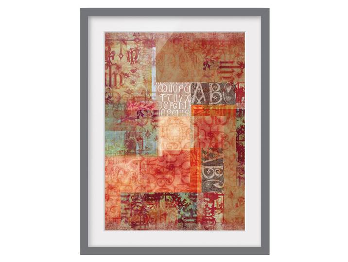 Impression d’art caractères III Pin massif, verni mat Multicolore 50 x 70cm