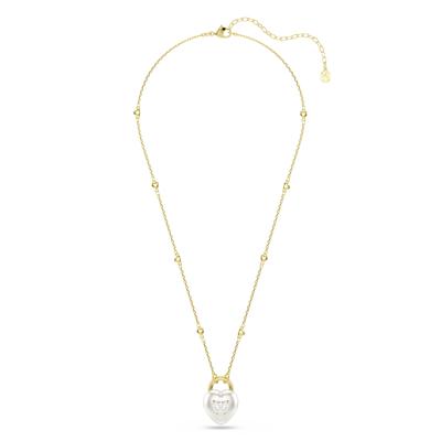 Kette mit Anhänger SWAROVSKI "Schmuck Geschenk Idyllia Halskette Schloss Herz", gold (gelbgoldfarben, kristallweiß), Halsketten, Damen, Metall, mit Swarovski Kristall, Zirkonia (synth.)