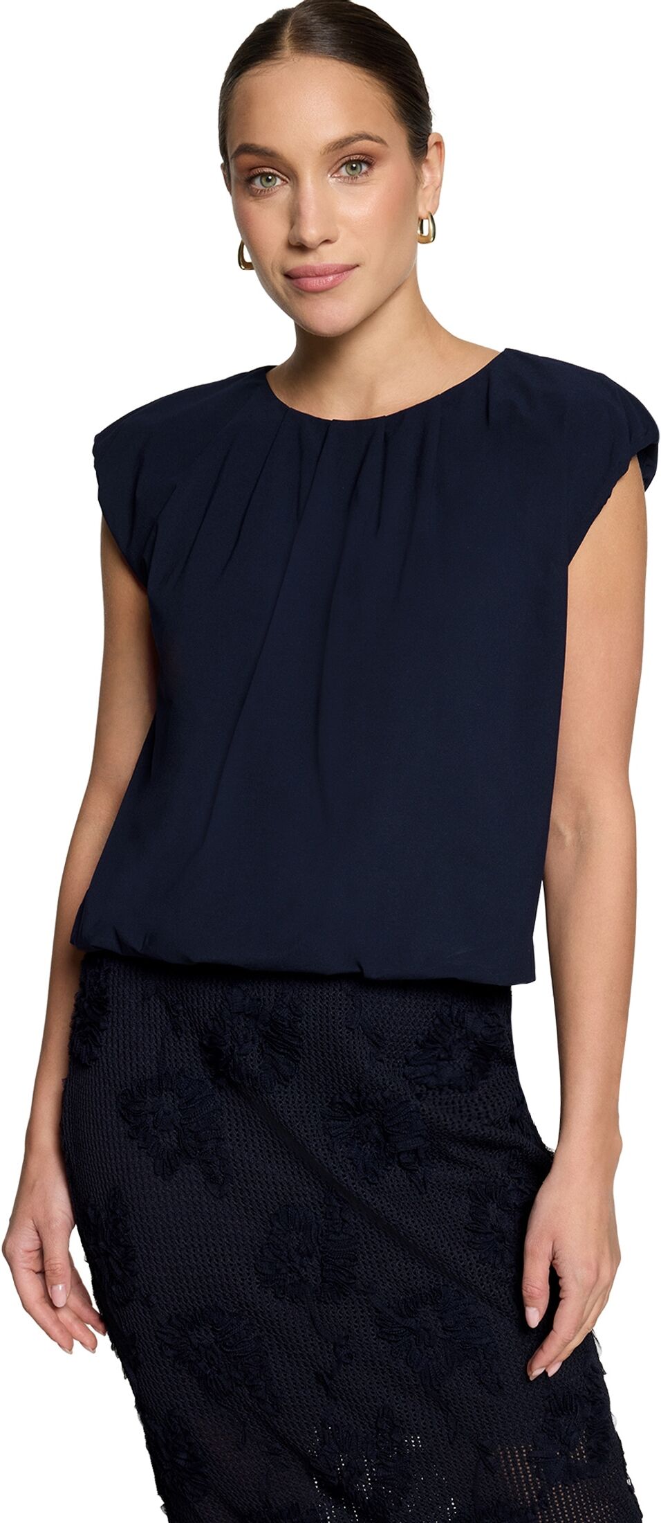 Shirttop ZERO "Blusenshirt. mit Rundhalsausschnitt", Damen, Gr. 34, blau (deep sky), Obermaterial: 100% Polyester PES., Tops Shirttop