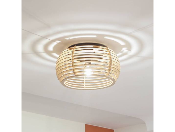 Plafondlamp Ediz, dimbaar, hout licht, Hal, Hout, Modern, plafondlamp hout