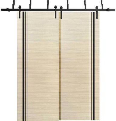 SartoDoors Planum 0011   Closet Door Bypass Barn Door   Solid Wood   Hardware Set   36x80, Natural Veneer Bedroom Door