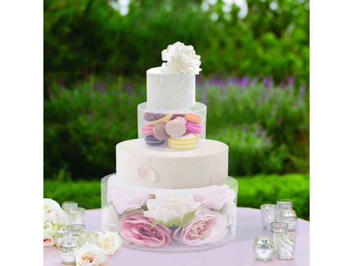Support à gâteaux en acrylique, ensemble de 2 pièces (6 pouces + 10 pouces), support d'assiette à gâteau moderne transparent pour décoration de Table à dessert d'anniversaire de mariage