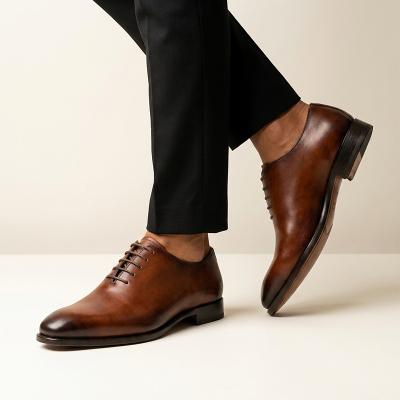 LightInthebox Men's Genuine Leather Oxford Dress Shoes, Premium Lace-Up Formal Business Shoes for Office, Weddings, Banquets, Meetings, Church Gentleman Style