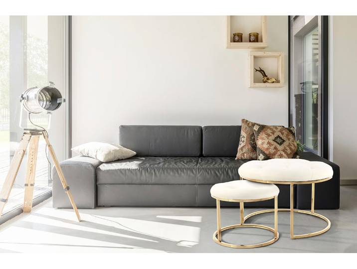 Kayoom Hocker Myla 2er-Set, praktisch ineinander schiebbar Set, 2 Stk. tlg. ineinander schiebbar, rund, gesteppt, mit Zierknöpfen