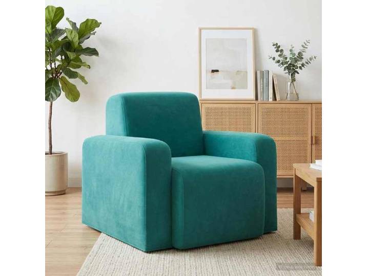 Fauteuil relaxant 1 Place Fauteuil simple pour salon bureau Turquoise Velours 88 x 90 x 77 cm_26wxm76c