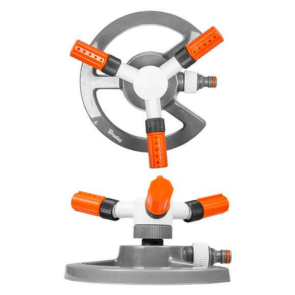 Bradas 3-Arm-Rasensprenger WHITE LINE grau/weiss/orange Drehsprenger/Kreisregner mit 3 (Kreisregner) (WL-Z16)