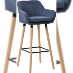 DELUKE Barhocker MIRID - Stoff Dunkelblau 51x50x101 cm | Barstuhl Mit Lehne Tresenhocker Tresenstuhl Kneipenhocker Kneipenstuhl