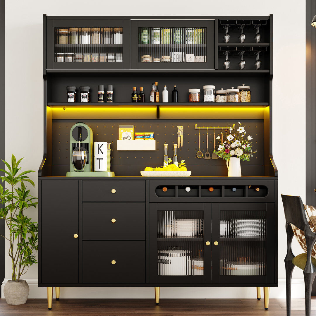 17 Stories Standard Pantry / Tall Cabinet Black 171cm H X 39cm D