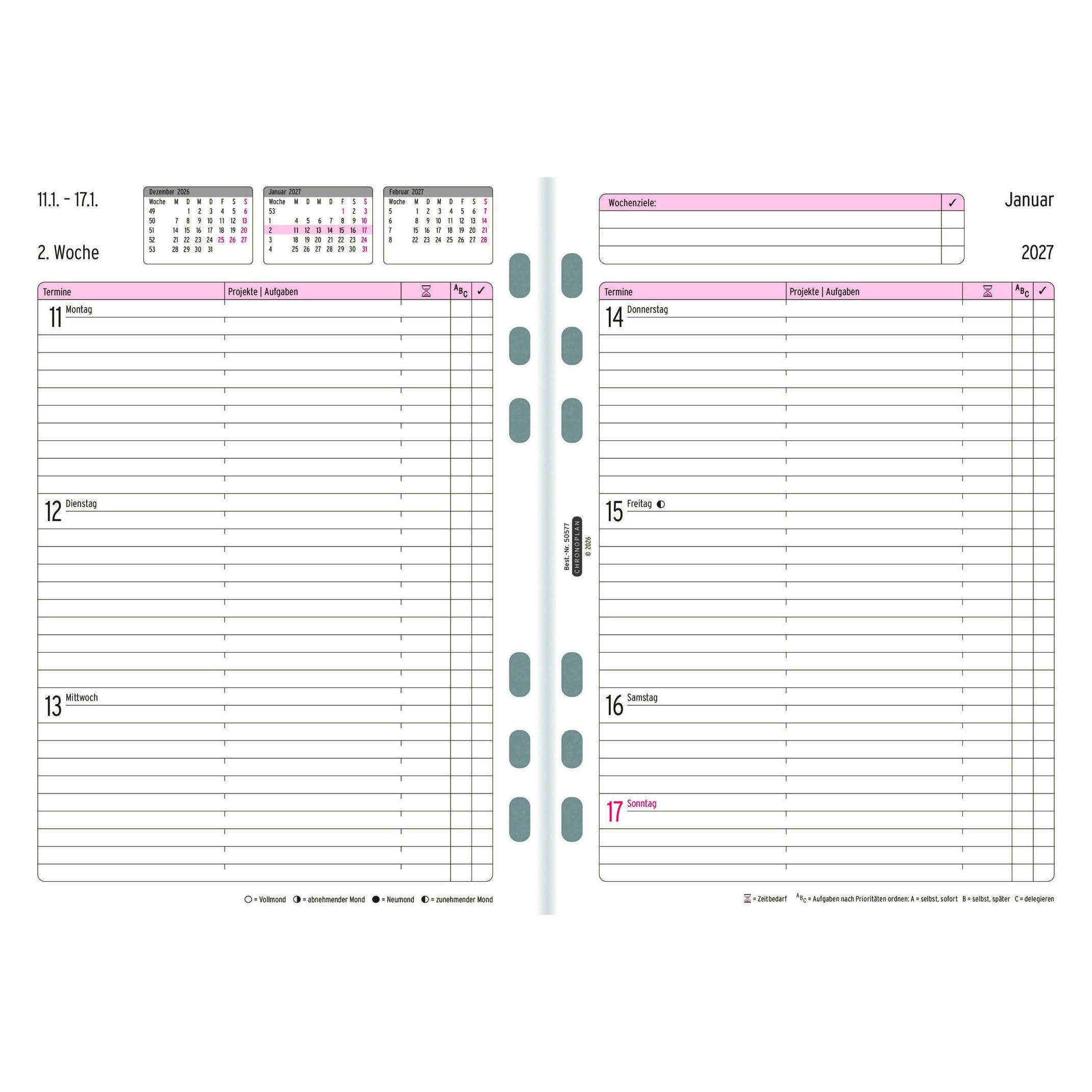 Chronoplan Wochenplan (A5, 1 Woche / 2 Seiten) (50577)