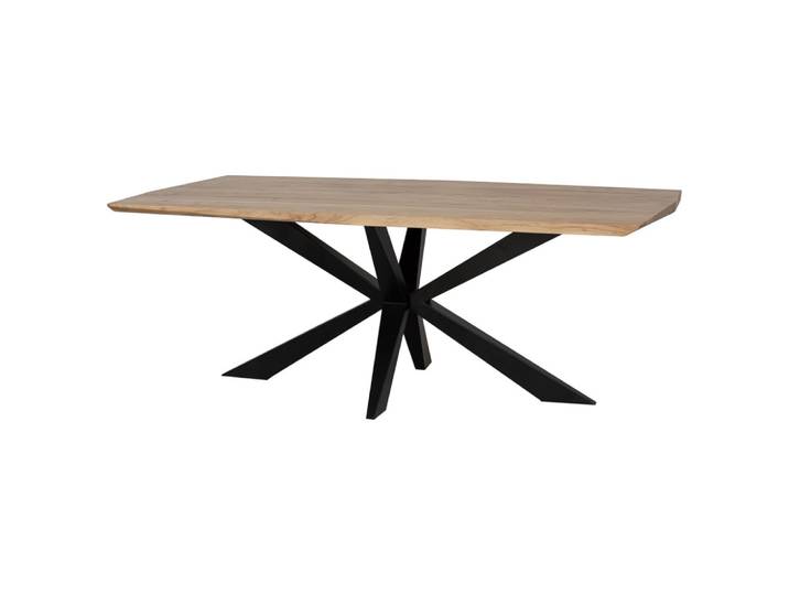 Table à manger à bord conique en bois d'acacia naturel 200x100x76h