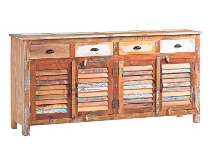 Woodkings® Sideboard Wakefield 4tür, recyceltes Massivholz antik, Anrichte Vintage, Design Kommode 4 Schub, Exclusiv, günstig,180cm