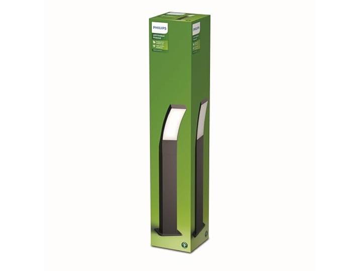 PHILIPS Splay Außen-Sockelleuchte, 800 lm, 2700 K, PowerShield, IP44 wetterfest, langlebig, Aluminium, lange Lebensdauer, integrierte LED, Anthrazitgrau