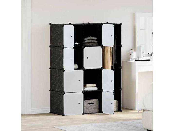 Armoire Modulable 9 Compartiments Noir et Blanc Meuble de Rangement 240497