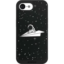Nivocase Handyhülle für Apple iPhone 16e Hülle NIVOpure Case Schwarz Astronaut Comic Papier (Apple iPhone 16e), Smartphone Hülle, Schwarz