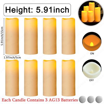 Uplifted Finds 9 To 72 Pcs Flameless LED Candles Battery Operated Flickering Lights For Wedding Concert Home Decor 6 In 15cm 9 Pcs