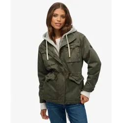 Superdry für Damen. W5011935A Kapuze Borg Military grüner Pullover (S), Lässig, Baumwolle