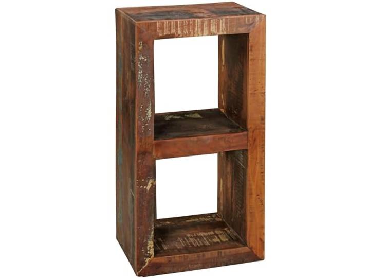WOHNLING Bücherregal Kalkutta 45x35x90 cm Massivholz, 2 Ebenen Standregal Shabby Chic, Cube Regal massiv für Wohnzimmer, handgefertigtes Unikat, Beistellregal Vintage