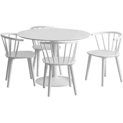 Actona »Ibiza« Essgruppe rund 5-teilig weiß lackiert Ø 110x74 cm / weiß lackiert