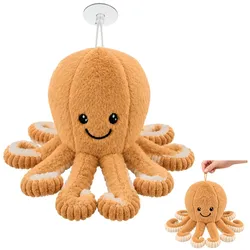 Plüsch-Oktopus-Kuscheltier mit Saugnapf, beige, 16 cm