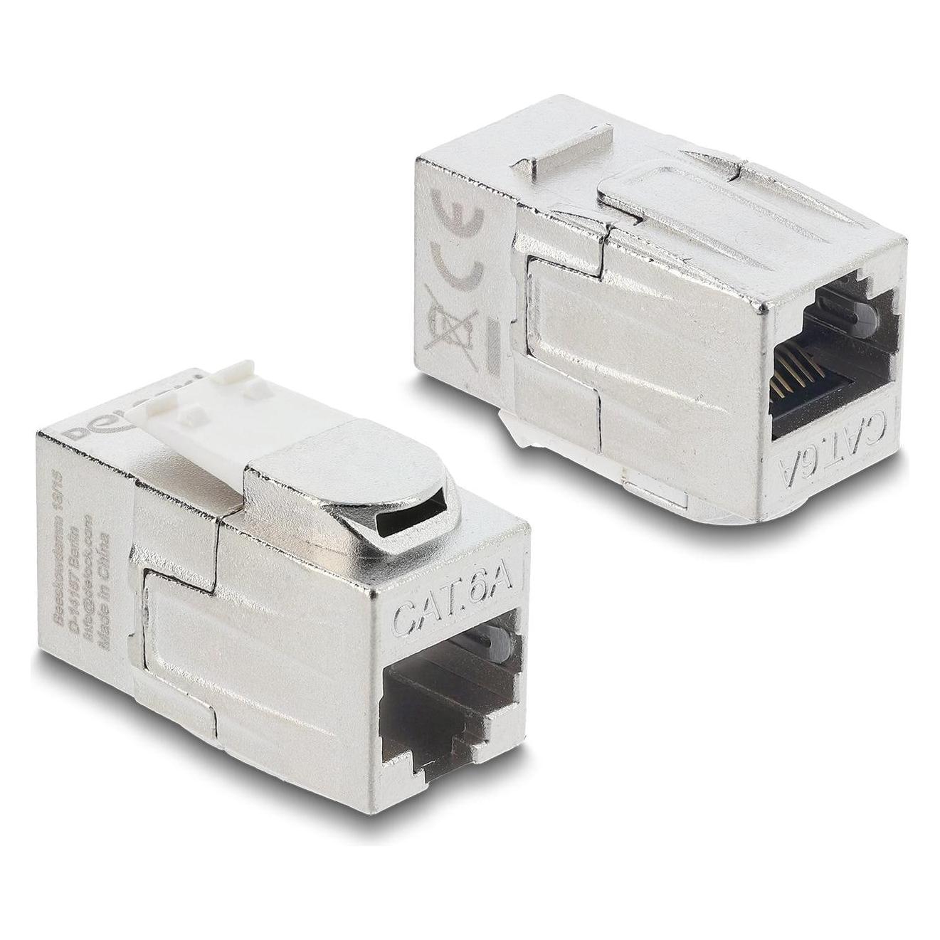 Delock Keystone Modul Kupplung RJ45 Buchse zu RJ45 Buchse Cat.6A geschirmt (Keystone Modul) (90796)