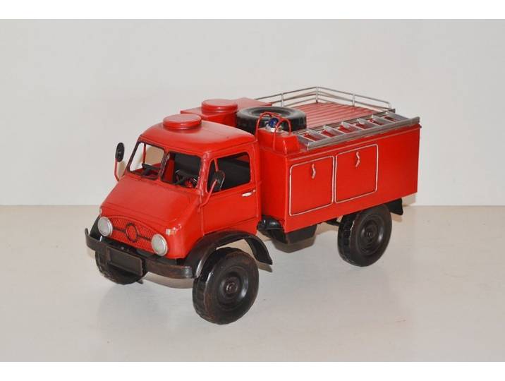 JS GartenDeko Modellauto Blechauto Modellauto Oldtimer Unimog S 404 Feuerwehr TLF 8 L 30 cm