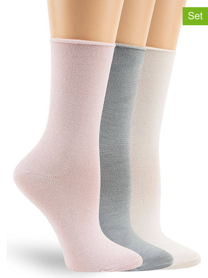 Lemon socks 3er-Set: Socken in Rosa/ Grau - onesize