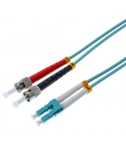 Helos Patch-Kabel ST multi-mode M bis LC Multi-Mode M 2 m Glasfaser 50/125 Mikrometer OM3 Aquamarin (126408)