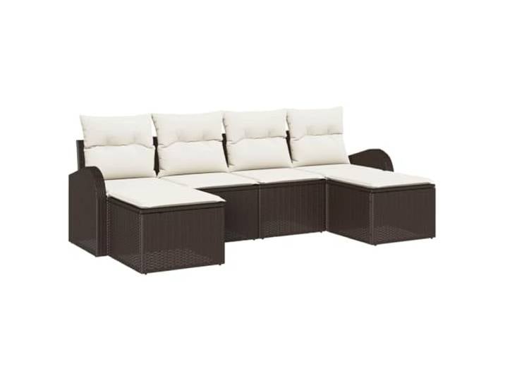 RJPLMFV Modulares Sofa, 6-teilig, Braun, Weiß, Polyrattan Aufbewahrung unter der Sitzbank, Kissen mit Polyesterfüllung, einfache Montage für 2 Personen, modulares Design