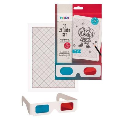 Brunnen Heyda 3D Zeichen Set - Block mit 50 Blatt und 3D-Brille