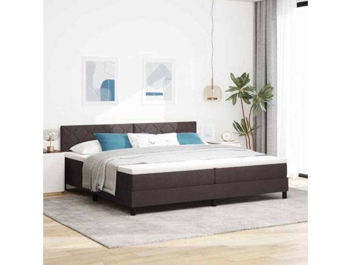 RJPLMFV Boxspringbett, Stoff, Dunkelbraun, 200 x 200 cm Verstellbarer Kopfteil mit 2 Ebenen, Memory-Schaum, Taschenfedern, Latten im Lieferumfang enthalten