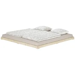 Erst-Holz Niedrigbett unbehandeltes Holz-Doppelbett 180x200 Fichte Tanne V-60.47N-18 ohne Zubehör