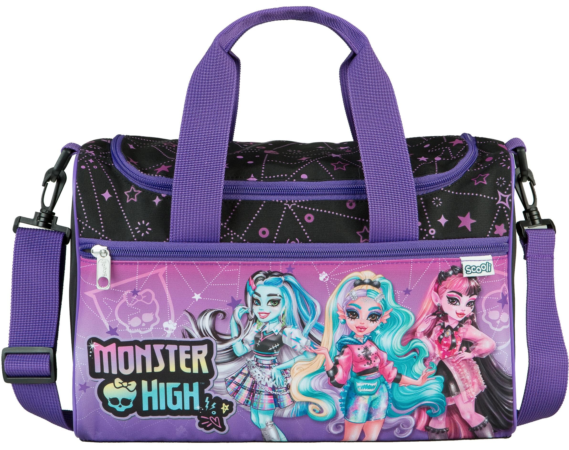 Turnbeutel SCOOLI "Monster High 8 l", Kinder, Gr. B/H/T: 33cm x 22cm, lila (dunkelviolett, schwarz), Taschen Turnbeutel dunkelviolett, schwarz B/H/T: 33cm x 22cm