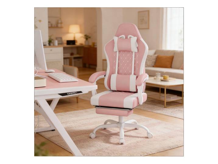 Odikalo Bürostuhl Computerstuhl Freizeitstuhl Polsterstuhl mit Schlaffunktion (Versteckte Massagefunktion im Lendenkissen Atmungsaktiver Mesh-Stoff mit Taschenfederkern Ergonomisches Design mit vielfacher Verstellung (nur Bürostuhl), 70*70*127cm