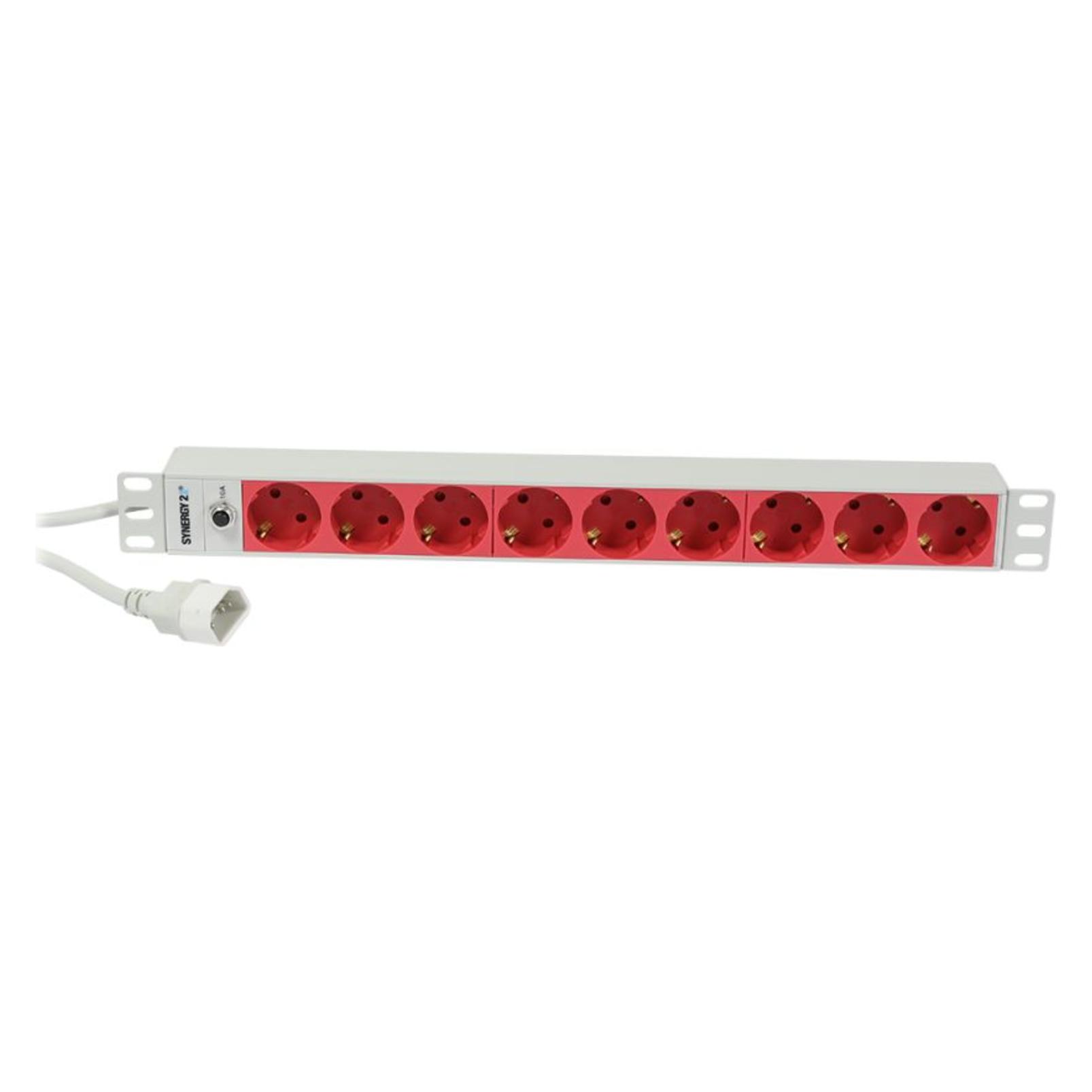 Synergy 21 ALLNET 19"zbh. Steckdosenleiste, 9xDosen(CEE7)->Kaltgeräte(Stecker,C14), mit 10A Überlastungsschutz (S215562V3-Lichtgrau)