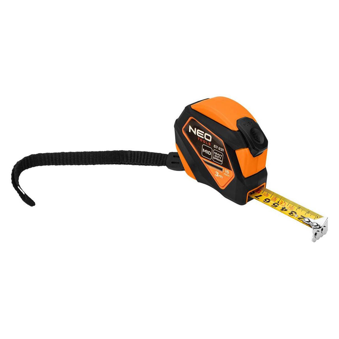 Neo Stahlbandmass 3 m x 16 mm, selbstverriegelnd, Stopptaste, Magnet (3 m) (47600089)