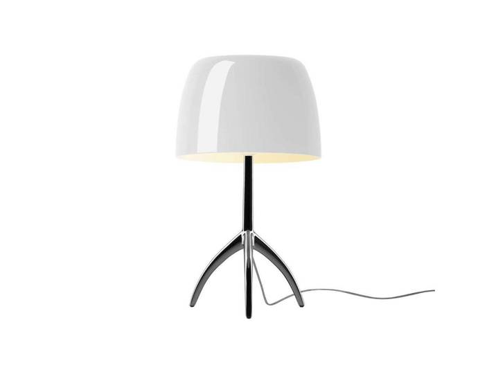 Lampe à poser Lumiere Grande, chrome/blanc, 45 cm - Foscarini - Salon / séjour - Aluminium