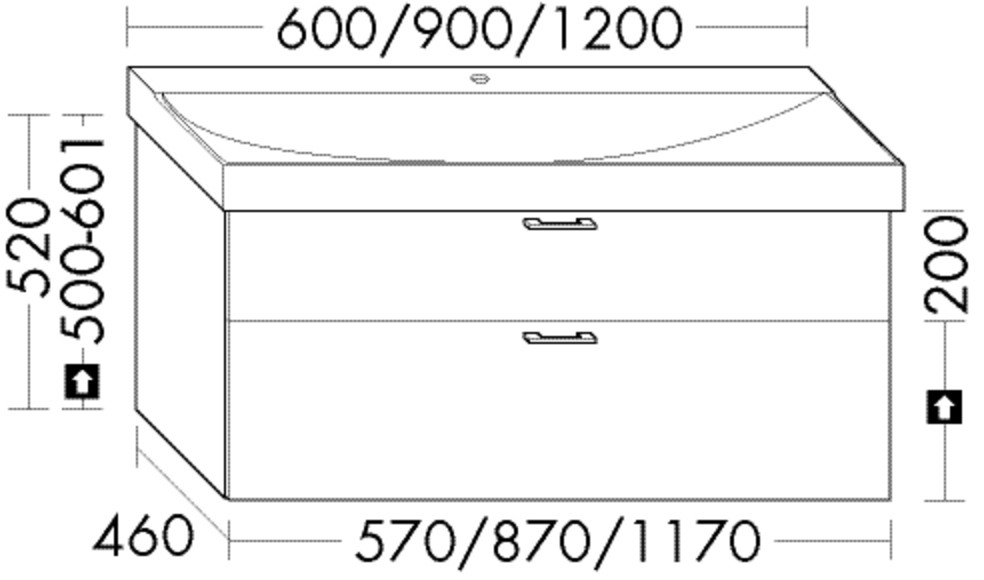 Burgbad Waschtischunterschrank System 30 Preisgruppe 4 Sana 520x570x460 Eiche Natur, WYKE057F6331 WYKE057F6331