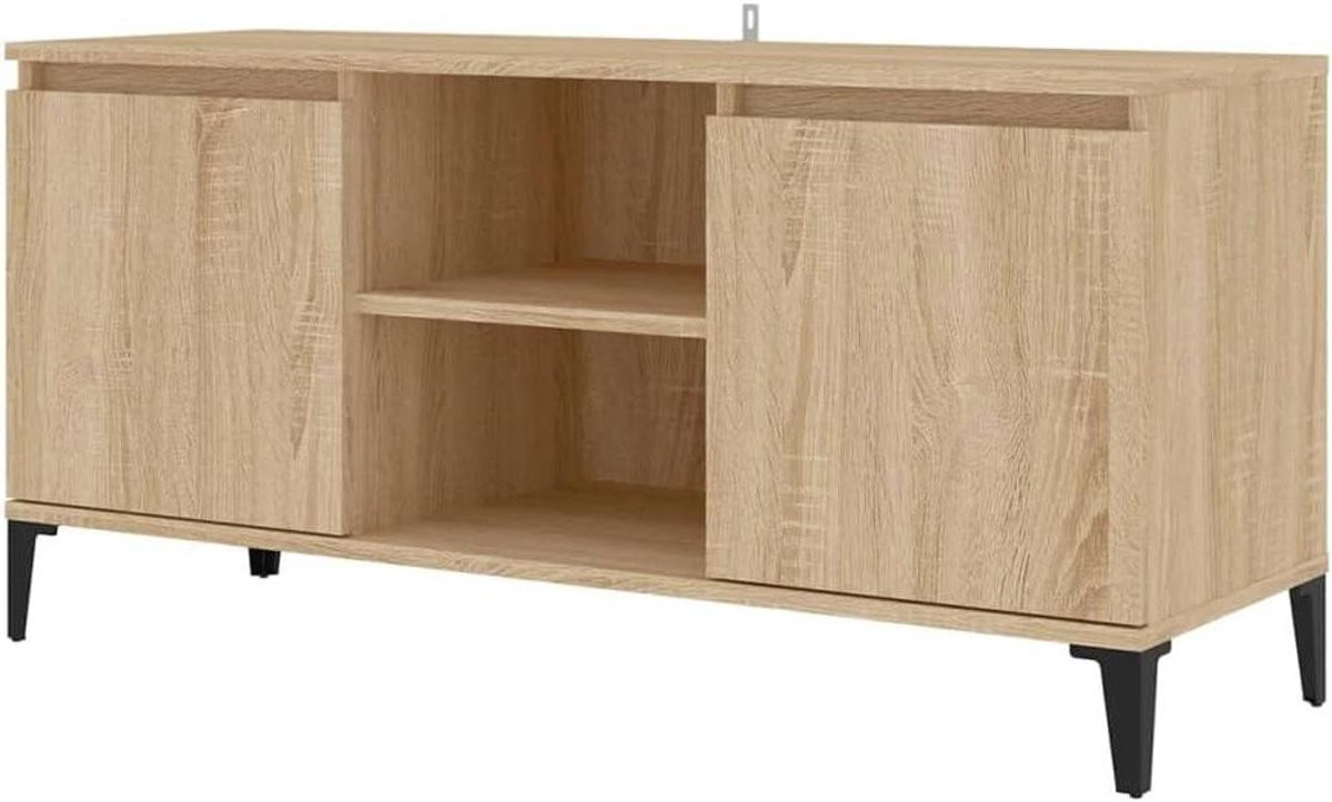 Industrieel TV-meubel dressoir voor media-opslag in Sonoma eiken, Breedte: 103,5 cm, Diepte: 50 cm