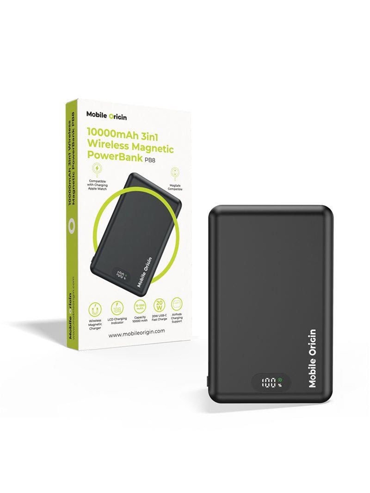 Mobile Origin PowerBank 10000mAh 3in1 Wireless Magnetic PowerBank PB8 - 10000 mAh
