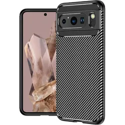 Screenguard Google Pixel 8 Pro Hülle Carbon Design TPU Case (Google Pixel 8 Pro), Smartphone Hülle, Schwarz