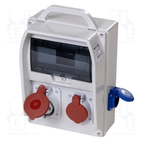 Pawbol Schaltgerät R-BOX 300 9S 1x32A/5p, 1x16A/5p, 2x250V, Leerfenster IP44 (B.18.300-7) (B.18.300-7)