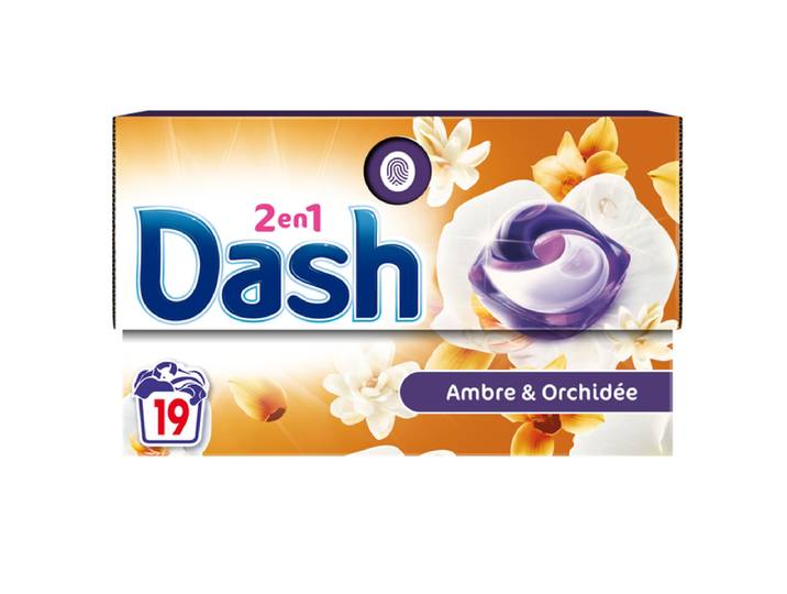 DASH Tablettes 2-en-1 Ambre et Orchidée, 19 doses