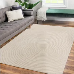 TT Home, Teppich, Wohnzimmer Teppich Esszimmer Kurzflor Japandi Skandinavisch Boho Bogen Soft 3D (160 x 120 cm)