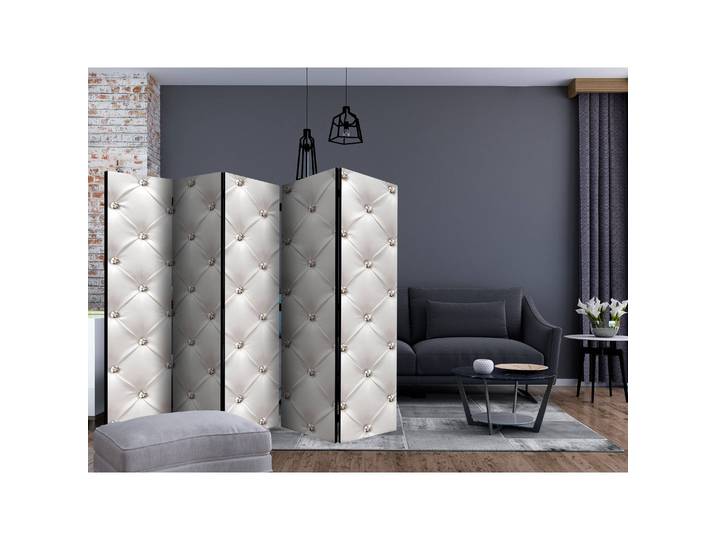 Paravent White Elegance Polaire Blanc 225 x 172 x 3cm 5 éléments