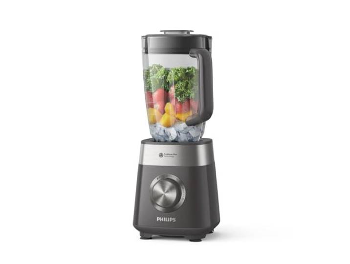 Philips Blender mixeur 5000 ProBlend Plus\, 1000W\, bol plastique 2L\, Noir 3 vitesses + Pulse\, lames ProBlend\, Bocal nervuré\, Blender smoothie sans effort\, 1\,5L capacité utile\, App. HomeID (HR3020/20)