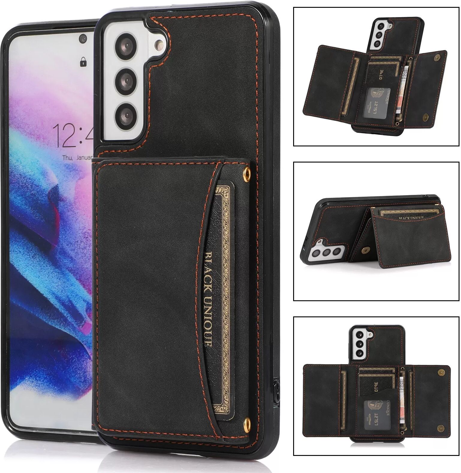 INF Brieftaschen-Hülle, Kartenhalter-Abdeckung für Samsung-Smartphone Samsung Galaxy S23